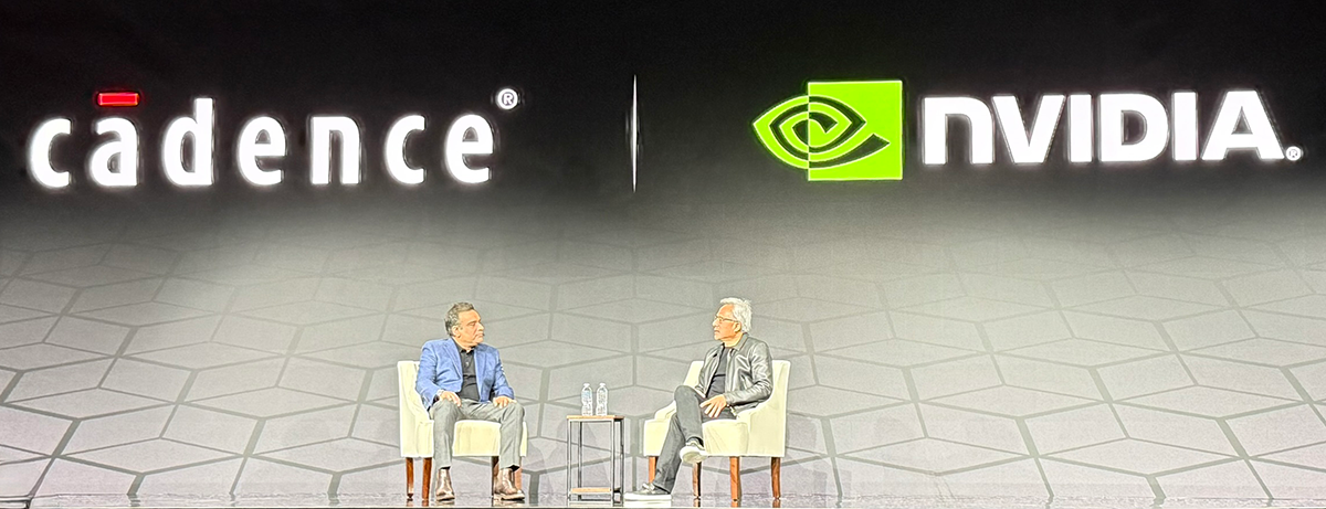 Anirudh Devgan, president and CEO of Cadence and Jensen Huang, CEO of Nvidia.